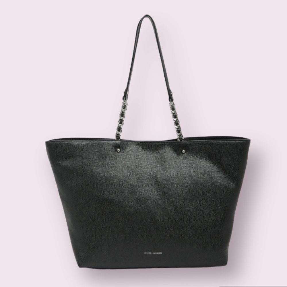 Rebecca Minkoff Pebbled Leather Chain Tote In Black